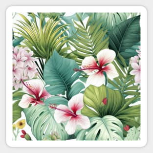Pink Hibiscus Tropical Pattern Sticker